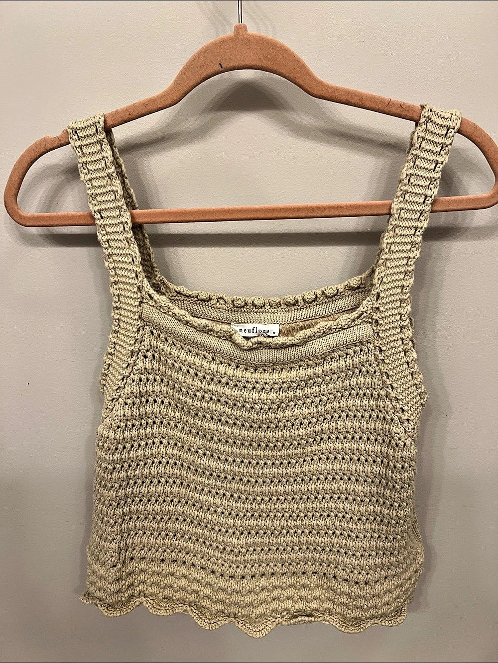 Neuflora Crochet Tank Top in Cream, Medium, NWT